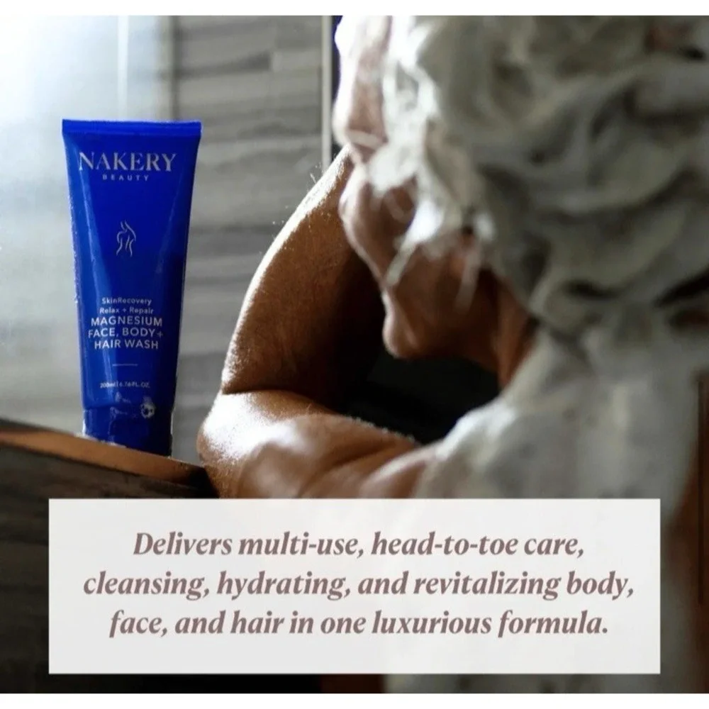 Nakery Beauty SkinRecovery Magnesium Face Body & Hair Wash‎ Relax Repair 6.76 oz